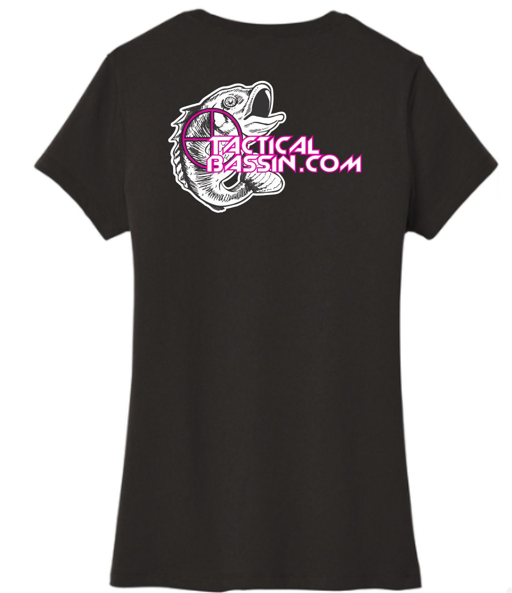 Tactical Bassin' Women's Black/Pink T-Shirt